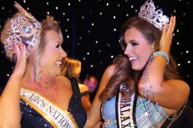 Like mother, like daughter -- Chloe-Rose celebrates with her 52-year-old mum, Helen, who also won a national beauty pageant title last summer.