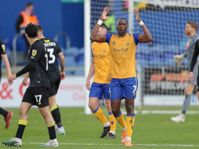 The anguish shows on Lucas Akins as a home loss to Harrogate leaves Stags a monumental task on Monday. Photo by Chris & Jeanette  Holloway/The Bigger Picture.media