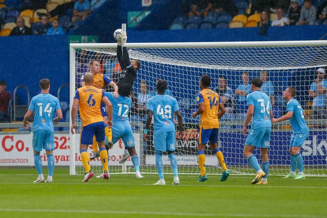Action from the Stags v Coventry friendly tonight. Picture by Chris Holloway.