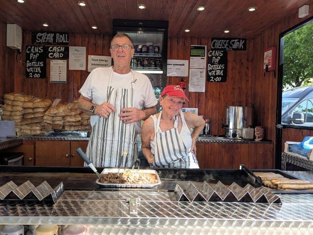 Serving up the steaks - and the sausages - to hungry festivalgoers