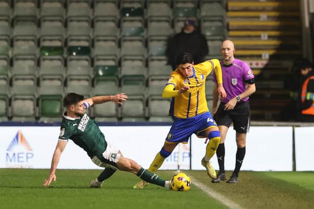 Action during the Sky Bet League 1 match against Plymouth Argyle FC at the Home Park Stadium, 27 Jan 2024  Photo credit Chris Holloway / The Bigger Picture.media