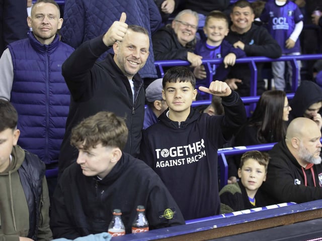 Happy Stags fans at Luton Town.