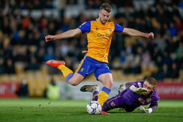 Rhys Oates opens the scoring at Port Vale in March, but Stags went on to lose it.
