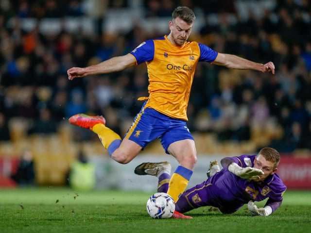 Rhys Oates opens the scoring at Port Vale in March, but Stags went on to lose it.