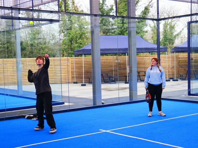 Students from the college's Mansfield Education Hub enjoyed their first time on the padel courts