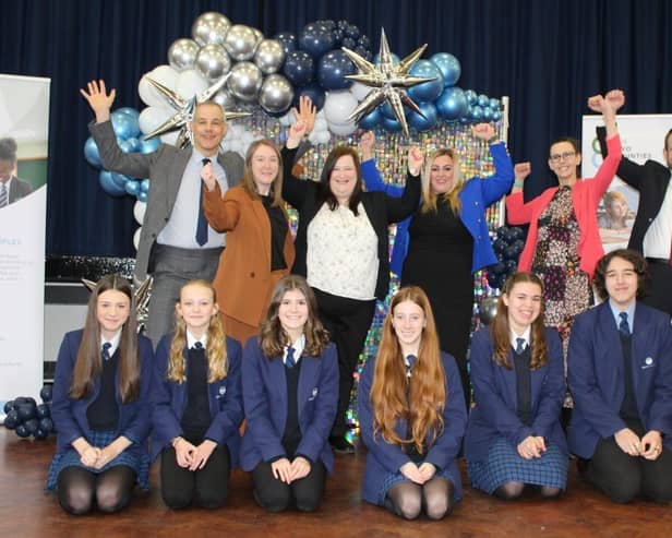 Jubilant staff and pupils at The Manor Academy in Mansfield Woodhouse celebrate after Ofsted inspectors rated the school 'Good'