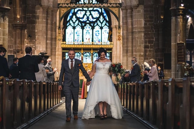 Courtney Rhianne Ashburner, said: "The only Covid-19 wedding to happen at the crooked spire!"