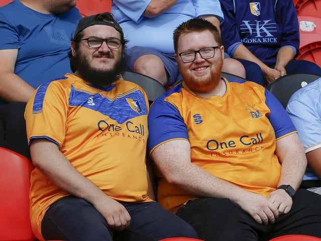 Mansfield Town fans enjoy the 3-1 win at Doncaster Rovers.