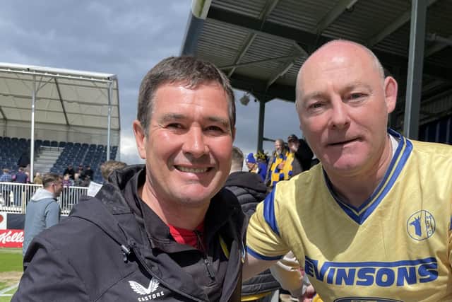 Micky, pictured with Mansfield Town FC manager, Nigel Clough.