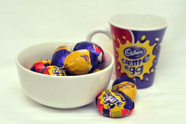 Easter egg feature . Cadburys Cream egg and Caramel Eggs . pic Richard Ponter 181003h