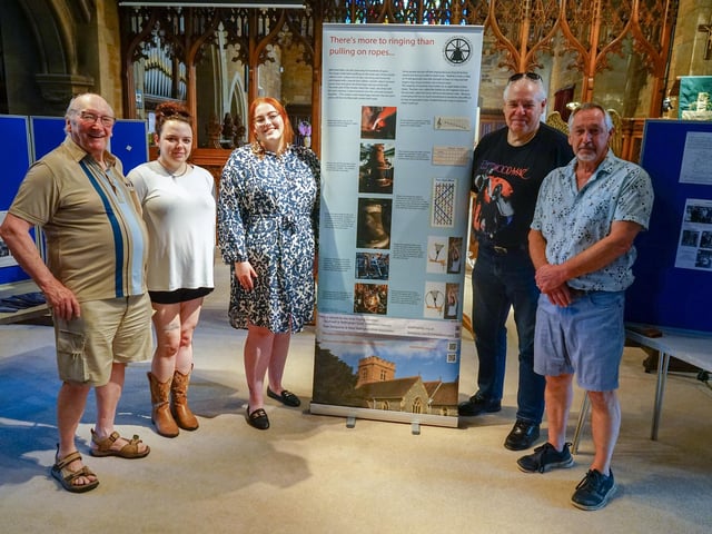 Bell ringing event at Kirkby St Wilfrid's Church. David Hardy, Shana Hawksworth, Lucy Brooker-Martin, Rev Kevin Charles and Brian Vardy.