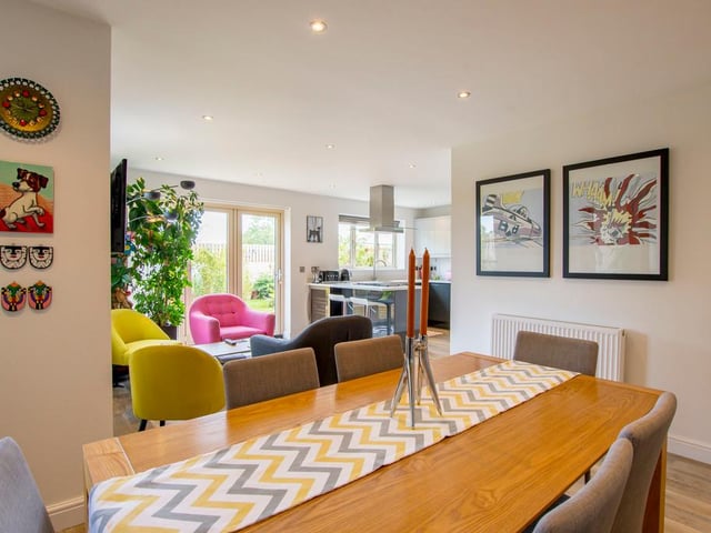 This area has enough space for a dining table and sitting area.