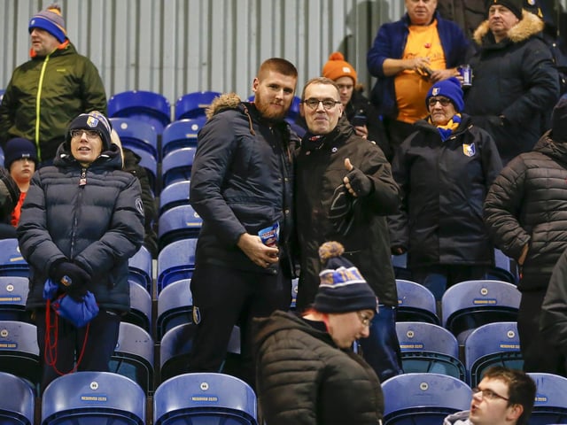 Mansfield Town fans are pictured before the defeat to Bradford City.