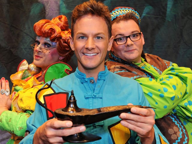 Palace Theatre's Aladdin Pantomime featured Chris Edgerley as Aladdin with Mark James as Wishee Washee and David Rumelle as the Widow Twankey.
