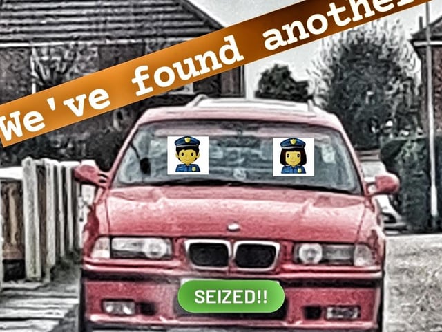 The team posted: "No Tax,No Insurance....in honour of Cilla Black. Ta-ra. #OpReacher #ByeByeBeamer"