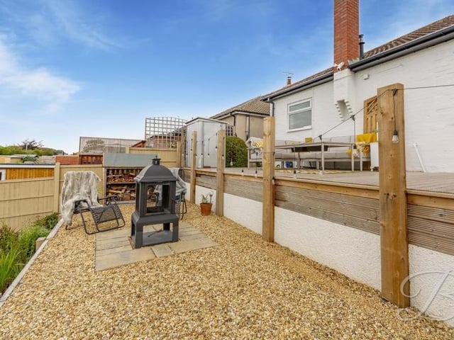 An image that shows how the back garden has been designed to incorporate three levels.