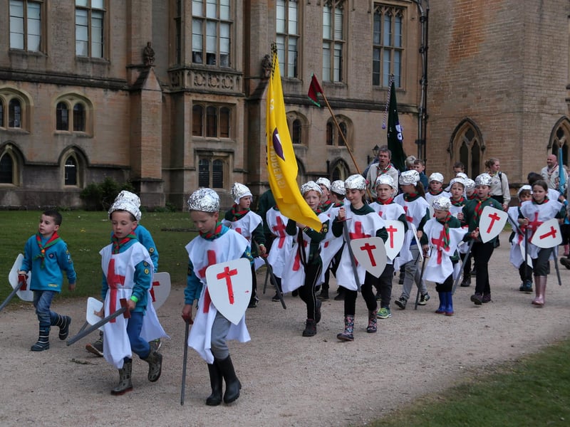 1st Skeby scouts march to the remaking of the scouts promise at Newstead Abbey in 2019.