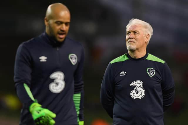Seamus McDonagh with Darren Randolph of the Republic of Ireland prior to their World Cup Qualifier against Wales in March 2017 in Dublin, Ireland.
