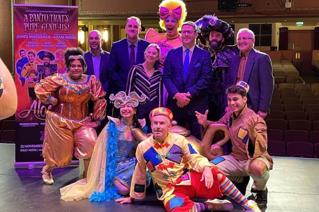 The cast of Aladdin with council officers