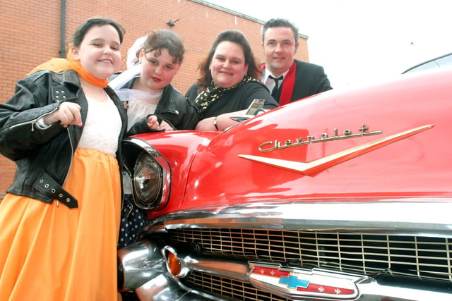 Rosie, Sharna, lisa and Karl Bradley at Crich Tramway Museum which launched its 1950's weekend in 2006