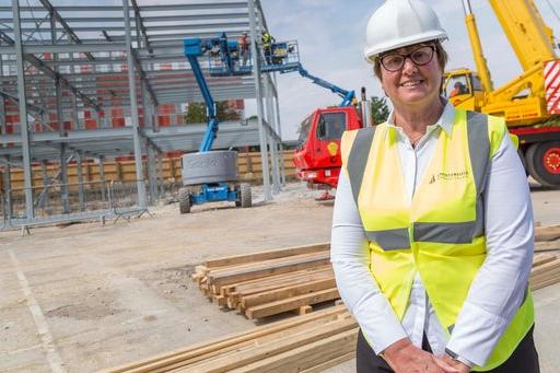 Coun Tricia Gilby, Chesterfield Council leader, visited the site in September 2020, to see progress on the construction.