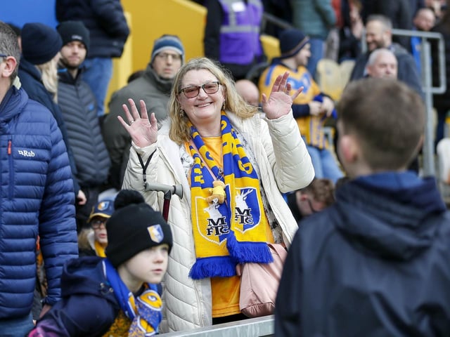 Mansfield Town fans before the 4-1 win over Doncaster Rovers.