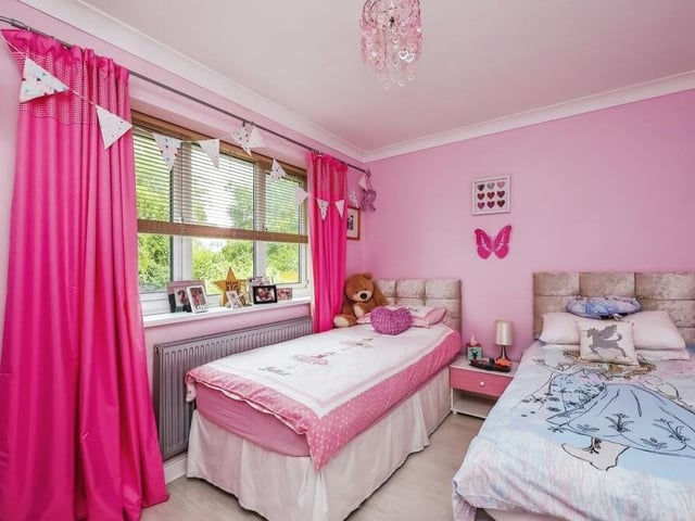 Bedroom number three, which faces the back of the property, has space for twin beds if necessary and could be used as a children's room. The floor is laminated.