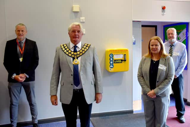 Morvern Primary School headteacher Mark Watson, left is pictured with Coun Arnie Hankin, Louise Morris, of Scape and Paul Jenkinson of the Lindum Group.
