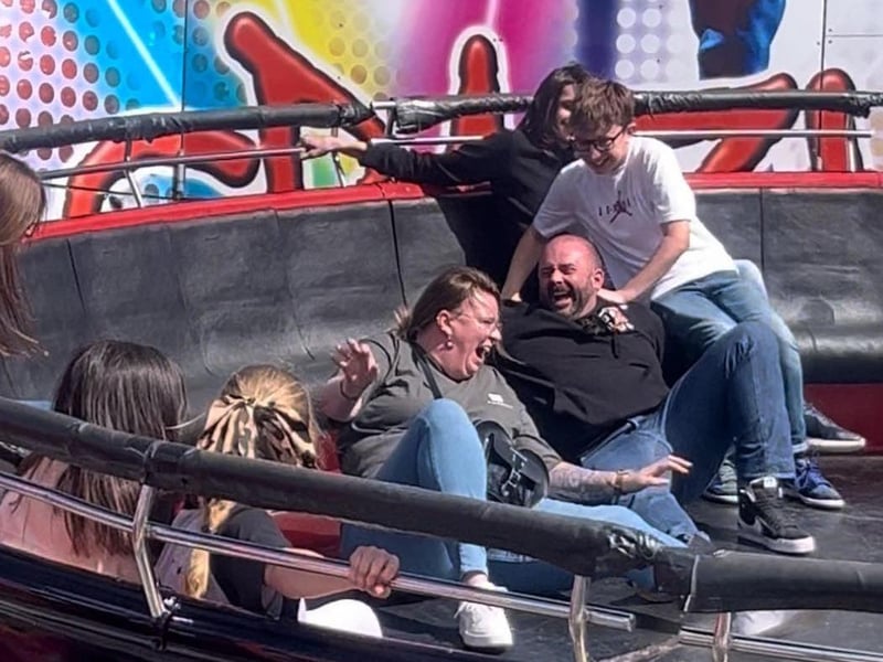 Co-op funeral care staff Jo and Jim enjoyed trying out some of the fairground rides.