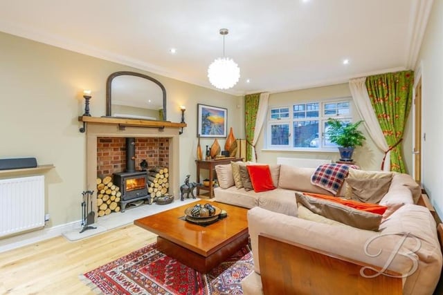 The main reception room at The Park property is this living room, which lends itself perfectly to cosy nights in with the family. The distinctive fireplace features a multi-fuel burner.