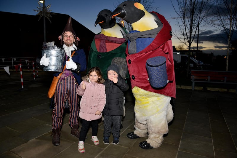 Kirkby Christmas lights switch-on. Pictured are Paige Williams, six and Tommy Williams, four.