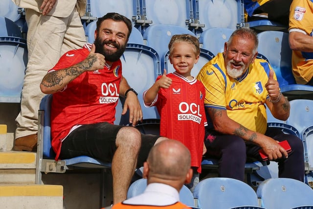 Mansfield Town fans watch the 1-1 draw at Colchester United.