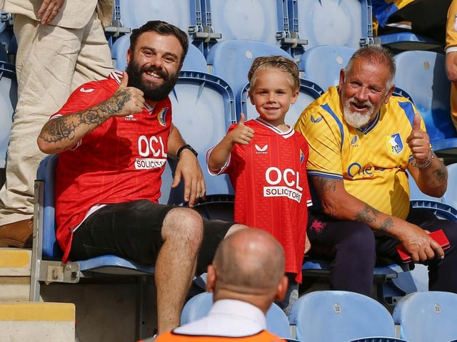 Mansfield Town fans watch the 1-1 draw at Colchester United.