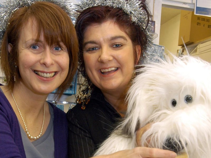 Staff at the Sue Ryder shop at Ollerton in 2007. Picture shows staff Elizabeth Rolling and Beverley Spence with a tombola prize
