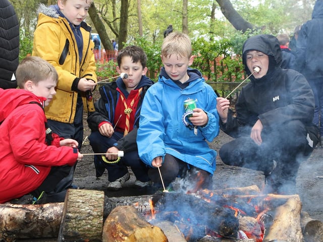 Camp fire cooking at a scout camp.