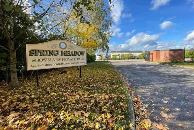 The entrance to the Spring Meadow site, off Park Lane in Kirkby, for travelling showpeople.