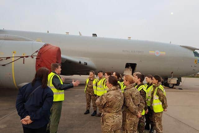 Cadets taking part in an educational trip to RAF Waddington last year. 
The squadron rely heavily on fundraising to allow these trips to go ahead.