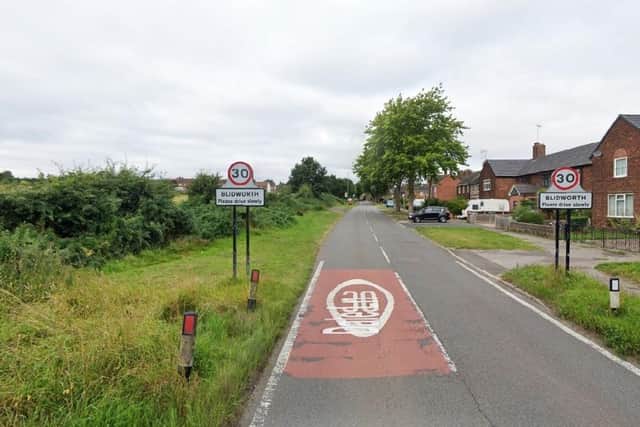 Dale Lane, entering Blidworth, with the proposed development site on the left.