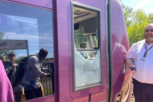 The train cab window was smashed when it was hit by an object in an incident scarily similar to the one shown in Sherwood