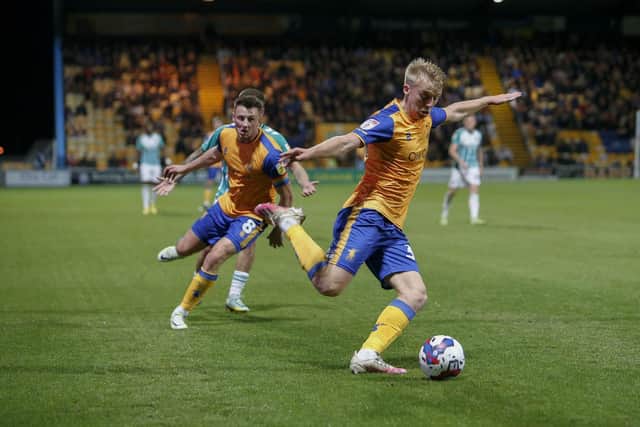 George Lapslie looks to cut the ball back during a night of frustration for Stags.