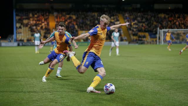 George Lapslie looks to cut the ball back during a night of frustration for Stags.