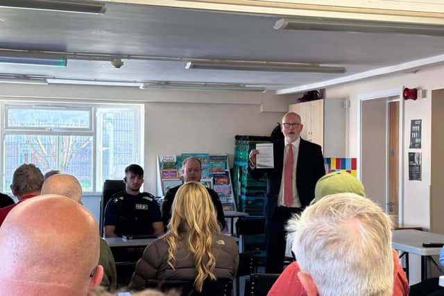 Steve Yemm MP addressing Mansfield residents