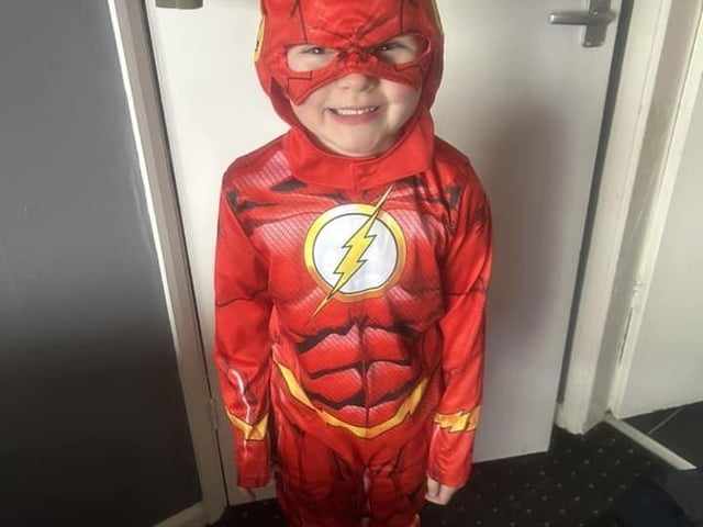 Harrison, aged 5, as The Flash
