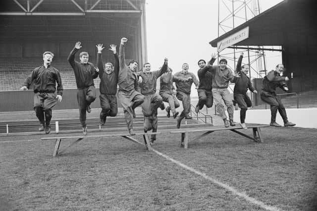 Nottingham Forest players in training on 14th January 1967.