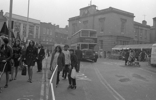 Buses travelled through the market place. Photo: 1972.