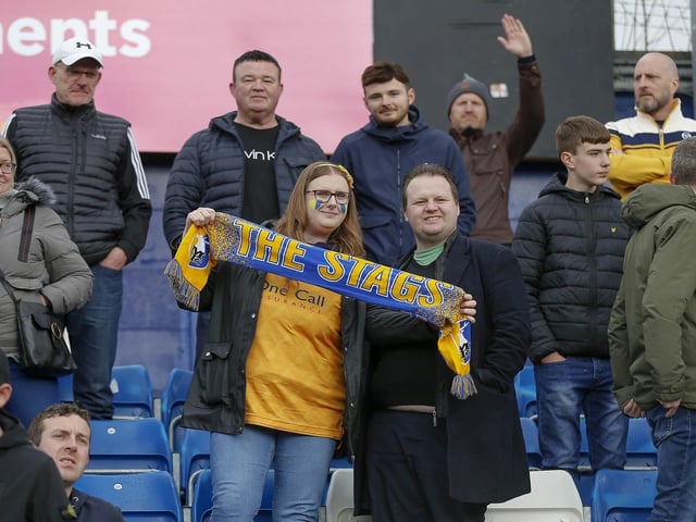 Mansfield Town fans ahead of kick-off at Stockport County.