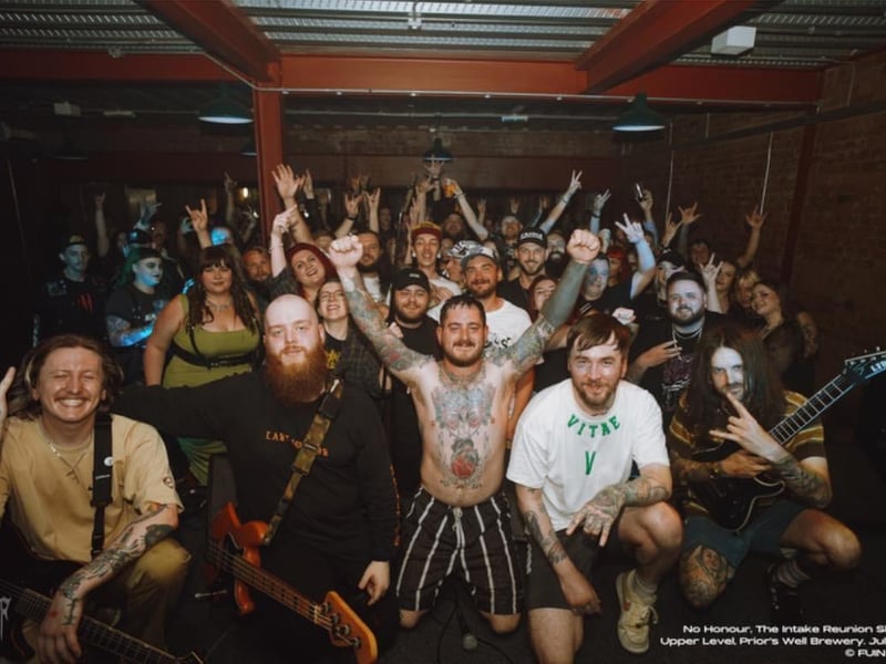 The band No Honour with fans at the Upper Level taster gig.