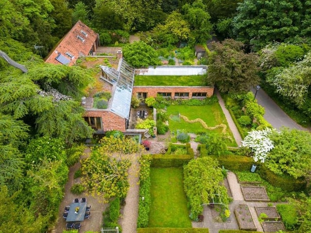 A revealing bird's eye view of the Southwell plot, with 4,000 square feet of living accommodation and also the extensive gardens.