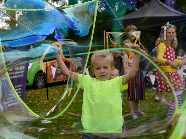 Max Langrick, six enjoying some bubble fun at Mansfield Summer Festival at Titchfield Park