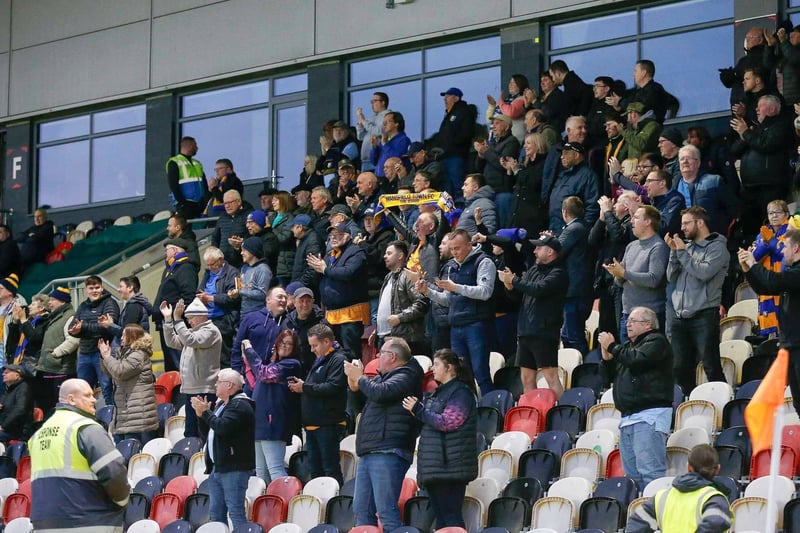 Mansfield Town fans ahead of kick-off at Newport.